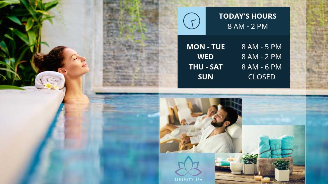 spinetix opening hours widget in a spa environment