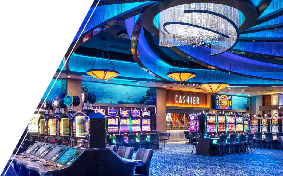 gaming floor of paradise casino in arizona with spinetix hmp controlling ceiling lighting