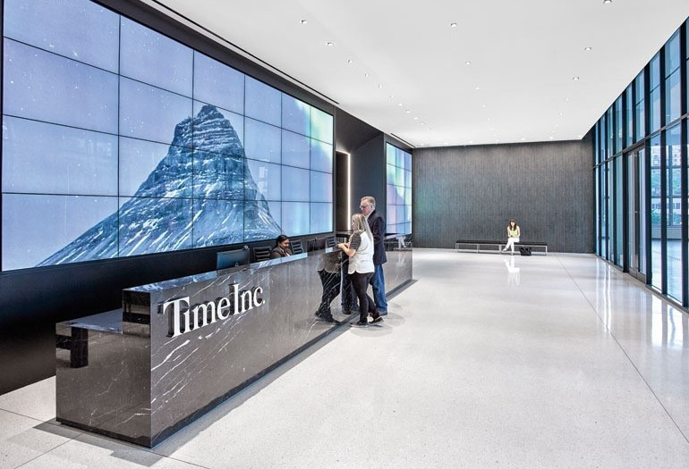 spinetix digital signage at time inc. headquarters in new york