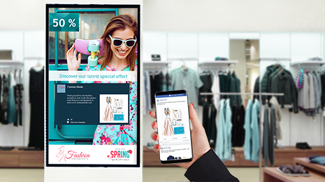 use of spinetix digital signage solution for retail with the elementi facebook widgets