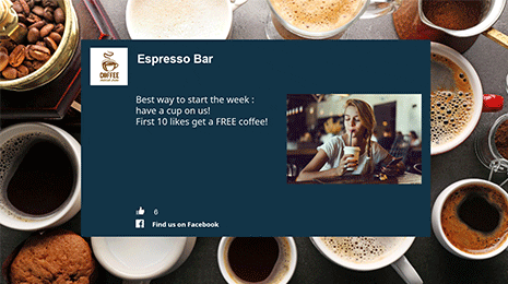 facebook widget used in a coffee shop