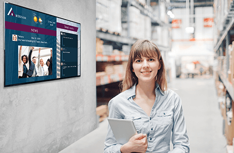 logistics center with yammer digital display