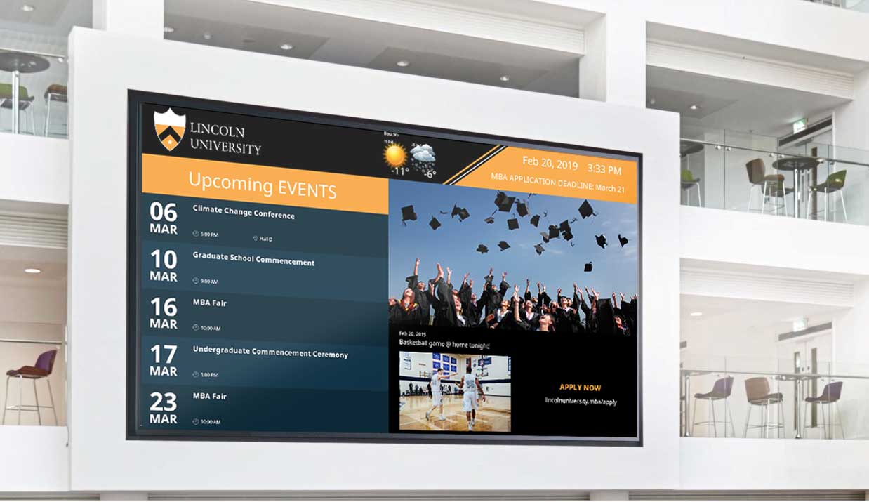 digital info display at a university