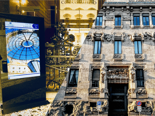 digital signage at palazzio castiglioni facade