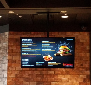 digital menu board screen at soboba resort food court