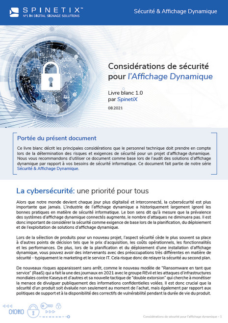 Livre blanc gratuit spinetix sur la vignette de la page de garde de sécurité