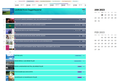 spinetix arya content schedule for infotainment system distribution (calendrier des contenus pour les systèmes d'infotainment)