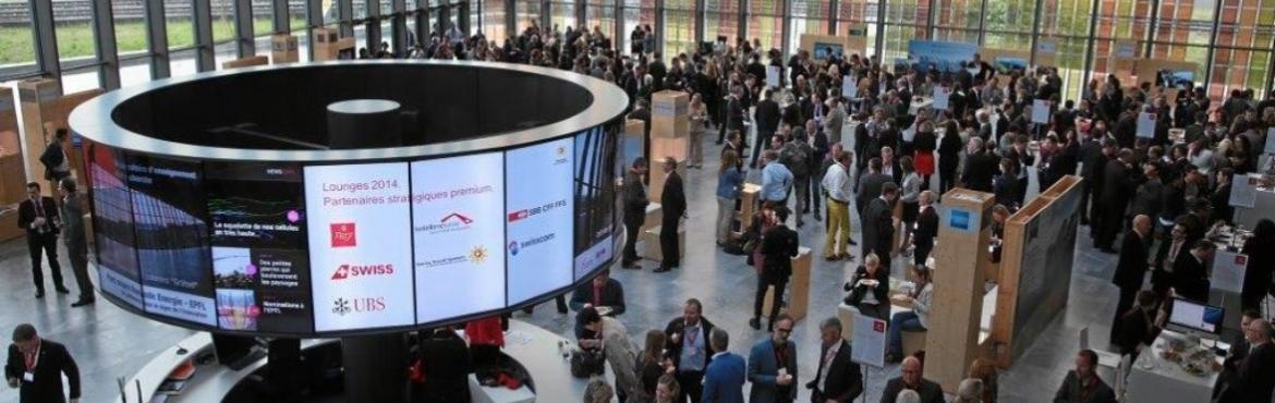 Swiss tech center welcome kiosk.