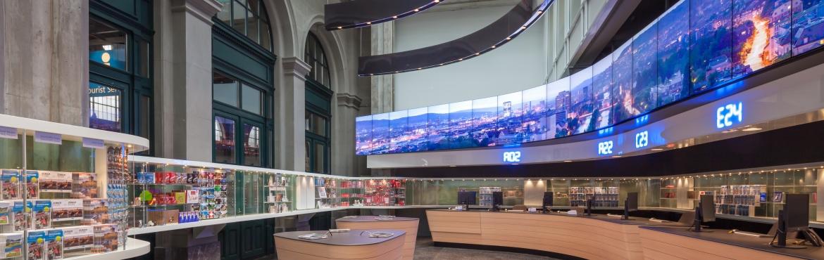 Zurich tourist information center video wall
