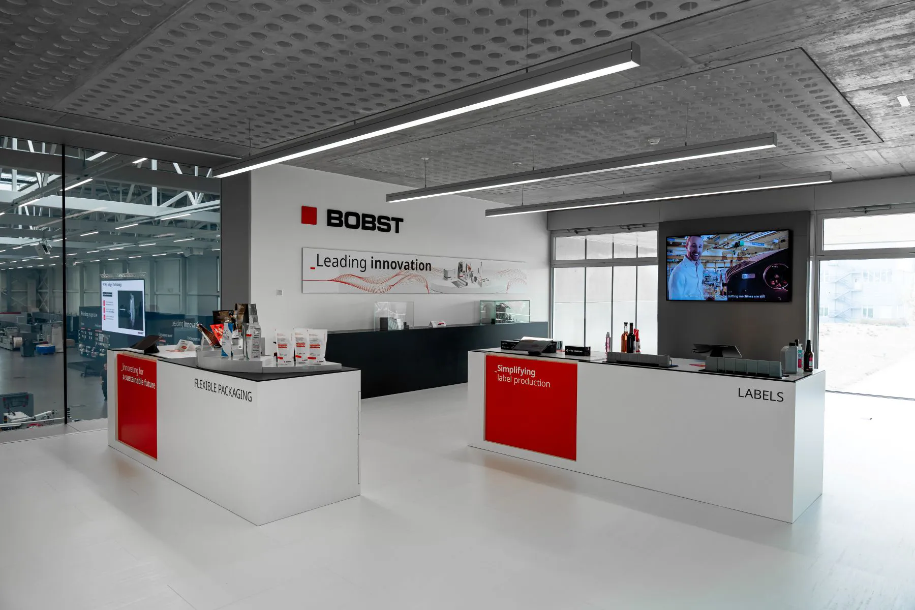 SpinetiX-powered display wall in the BOBST headquarters welcome area