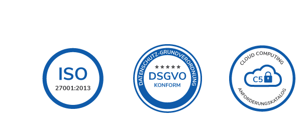 iso, gdpr, and c5 seals of quality
