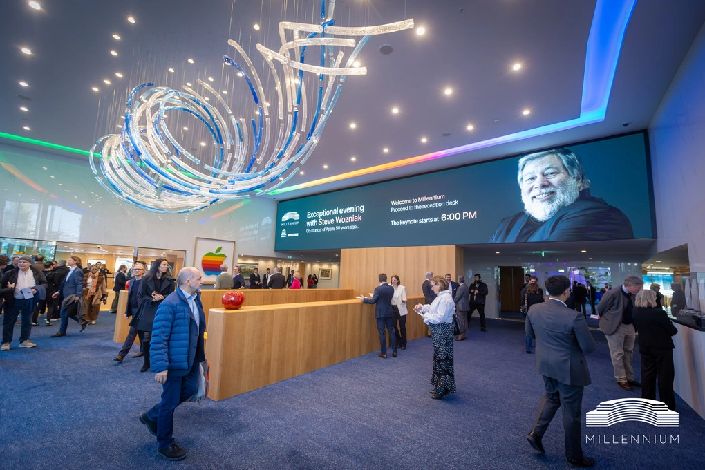 millennium lobby with steve wozniak gala evening on apple's 50th anniversary