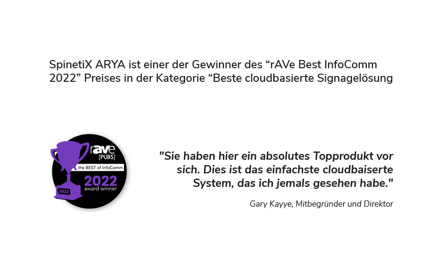 Spinetix-Arya-Auszeichnung